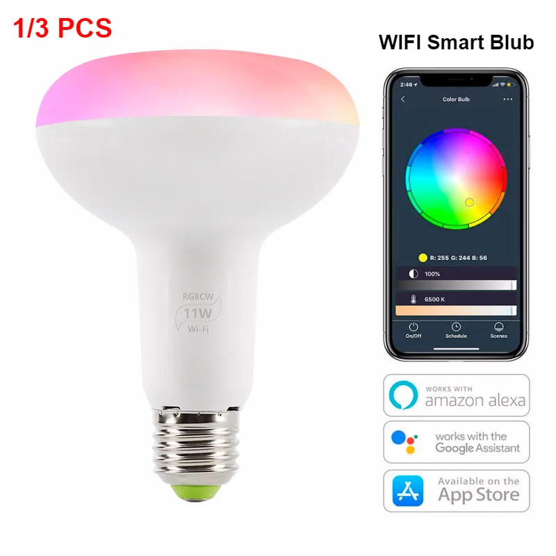 1/3 шт умный WiFi светильник Светодиодная лампа 11 Вт RGB RGBW Wake Up Теплый s работа с Alexa
