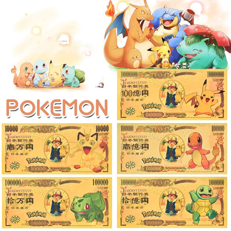 

Japan Original Limited Pokemon Pikachu Japanese Anime Peripheral Collection Series Cartoon Gold Foil Japanese Anime
