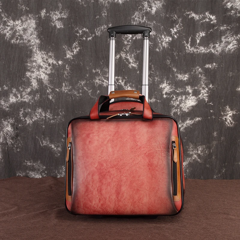 Новинка Модный женский чехол на колесиках из натуральной кожи Newsbirds для багажа