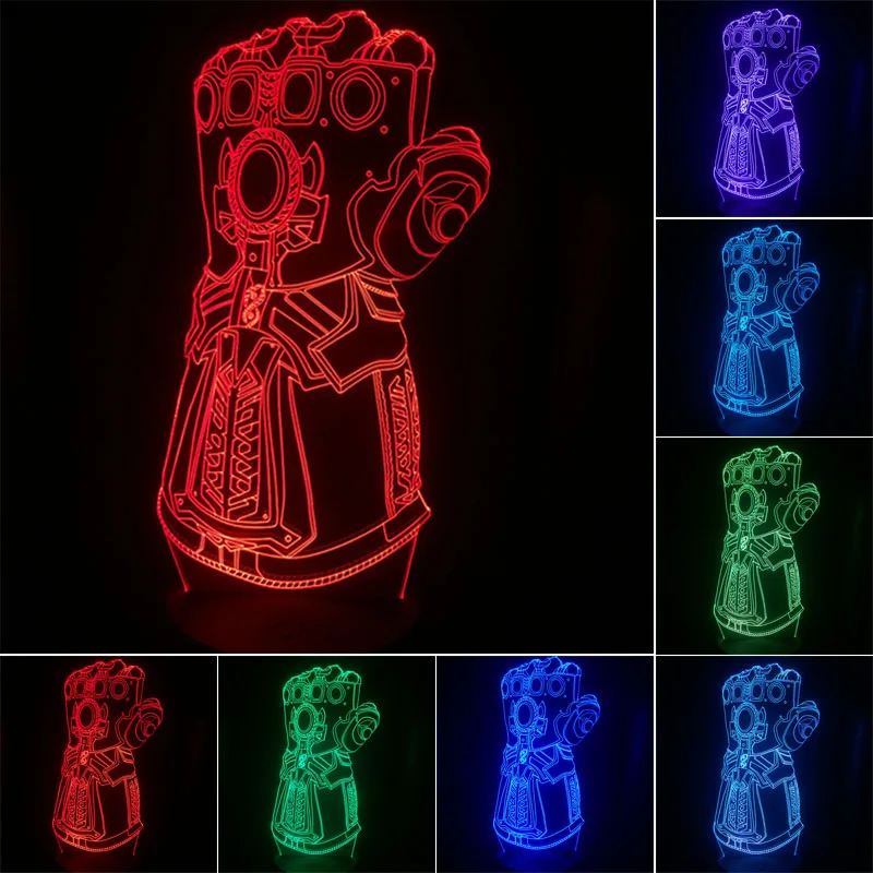 3D светодиодный ночсветильник Disney Мстители танос 7 цветов меняющая лампа