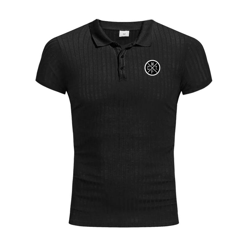 

Running Polo Shirt Men Gym Fitness Knitted T Shirt Male Bodybuilding Workout Slim Fit Tee Shirt Summer Fashion Solid Clothing