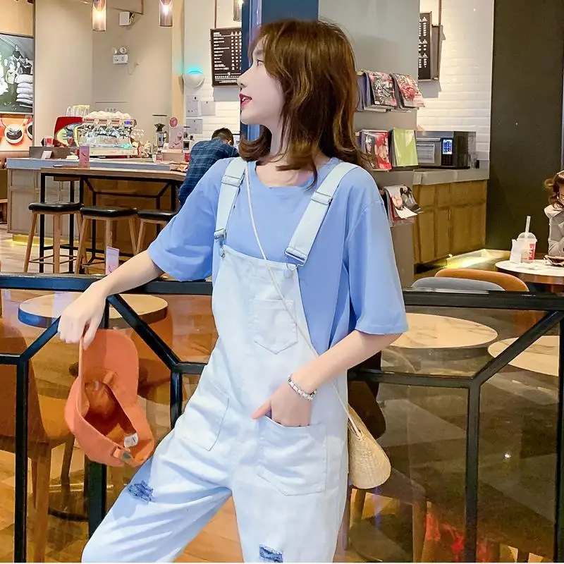 Женские джинсовые комбинезоны до щиколотки винтажные рваные модные