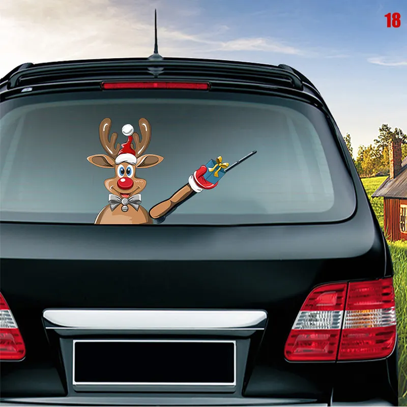 

Hot Car Rear Wiper Decal Sticker Windshield Christmas Santa Claus Waving Decor Ornament J99