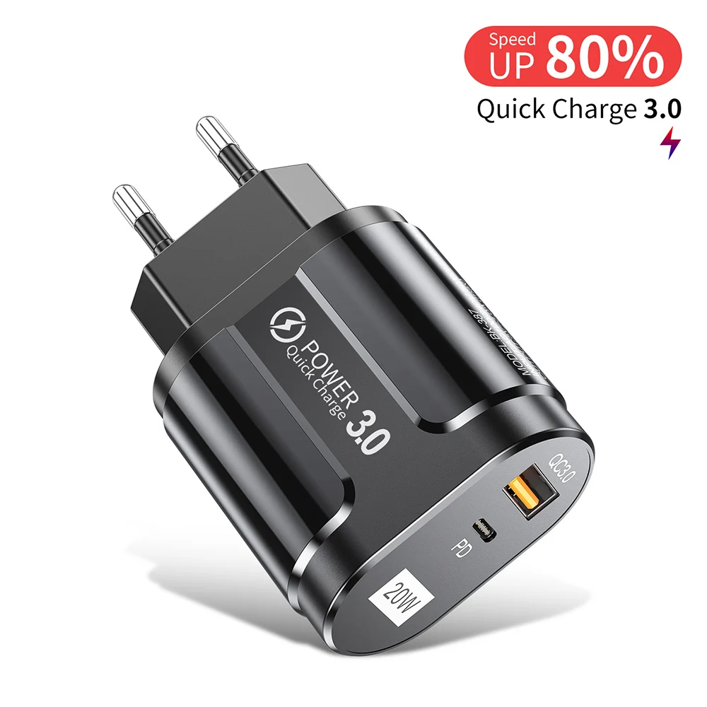 

Raxfly USB Fast Charger PD 20W 3A Quick Charge 3.0 Mobile Phone Charger For iPhone Samsung Xiaomi EU US Plug Wall USB Charger