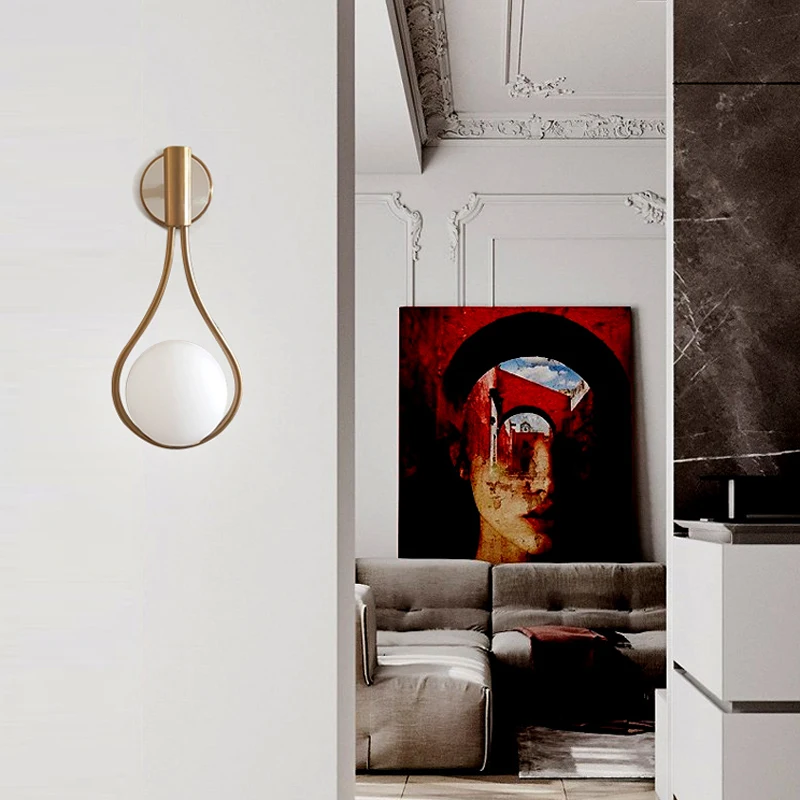 Металлический стеклянный шар роскошный декоративный настенный светильник для