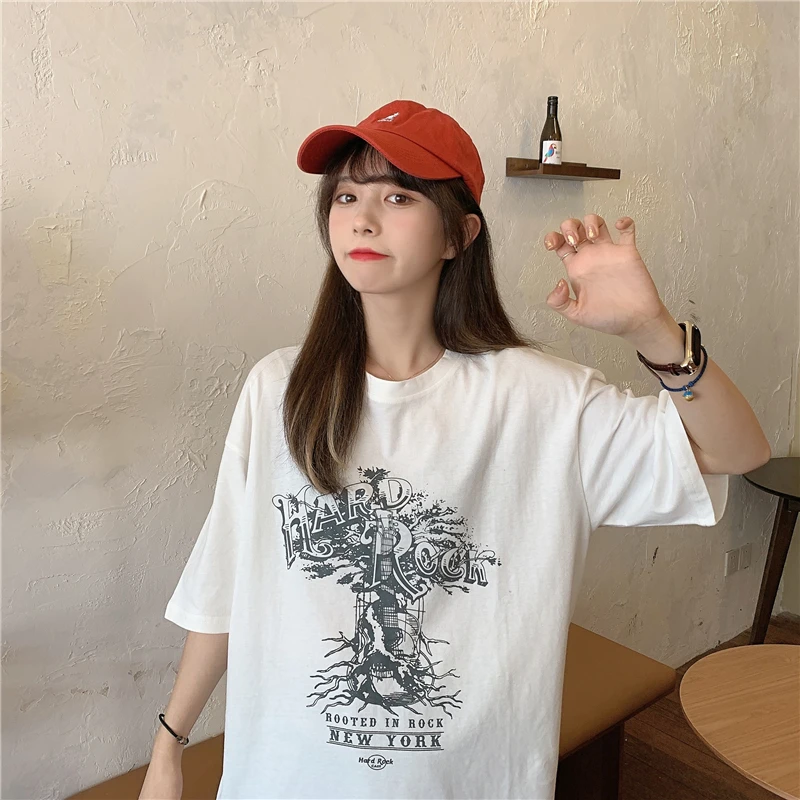 

Hong Kong Fashion Brand Short Sleeve T-shirt Women's Design Sense Niche Loose Korean Trendy Ins Harajuku Style BF