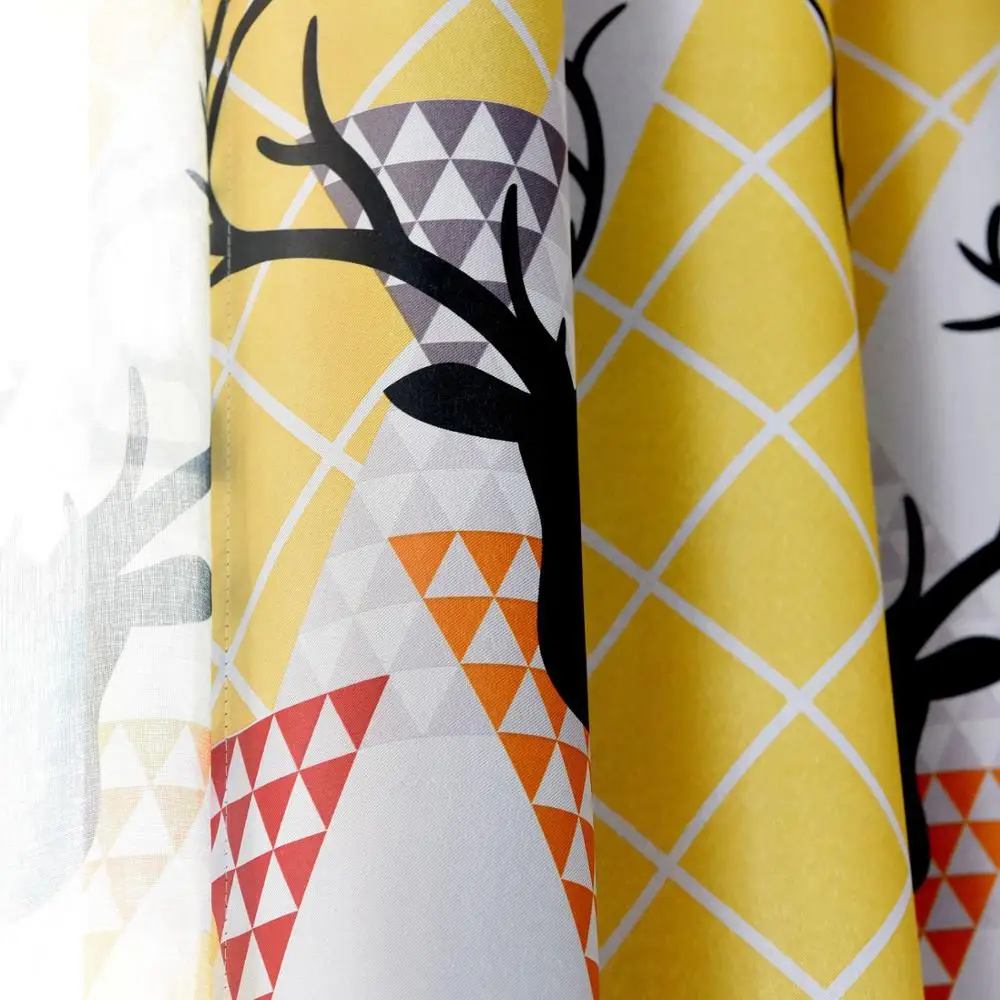 Геометрические занавески в скандинавском стиле для гостиной желтая Затемняющая