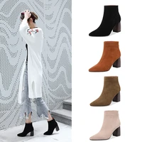 2020 new hot cow suede women ankle boots 22 26 5cm casual pointed toe winter shoes solid color zipper leather boots women