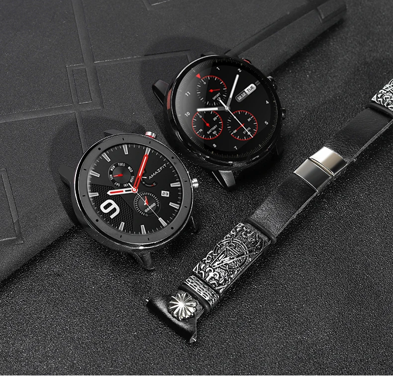18 мм 20 мм 22 мм кожаный ремешок для Amazfit Bip/GTS/Amazfit GTR/Stratos/Pace ремешок для samsung gear S3 Frontier galaxy watch 42 46