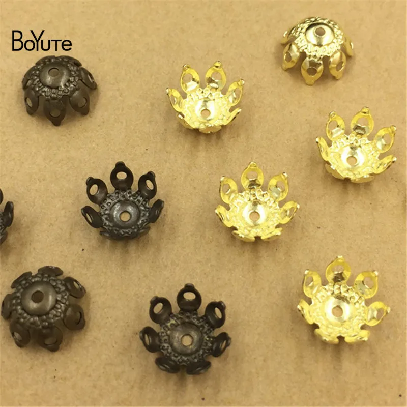 

BoYuTe Wholesale (200 Pieces/Lot) Metal Brass Stamping 10MM Filigree Flower Bead Caps Diy Handmade Jewelry Accessories