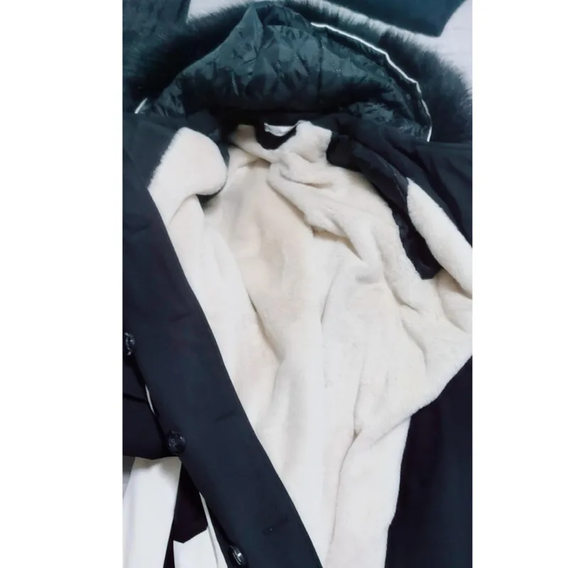 Пальто женское зимнее свободное с мехом длинная толстая теплая ветровка-макси