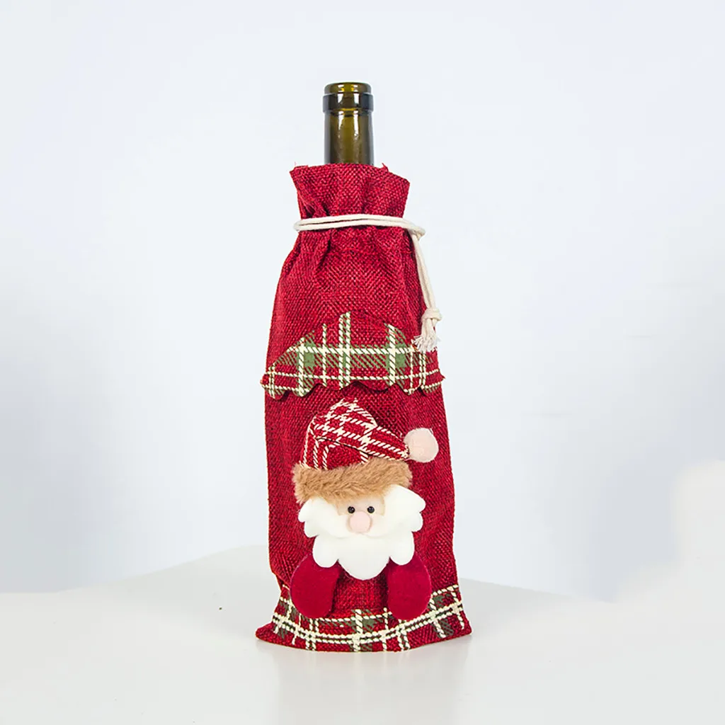 Рождественская Крышка для бутылки вина новогодний подарок держатель сумки декор