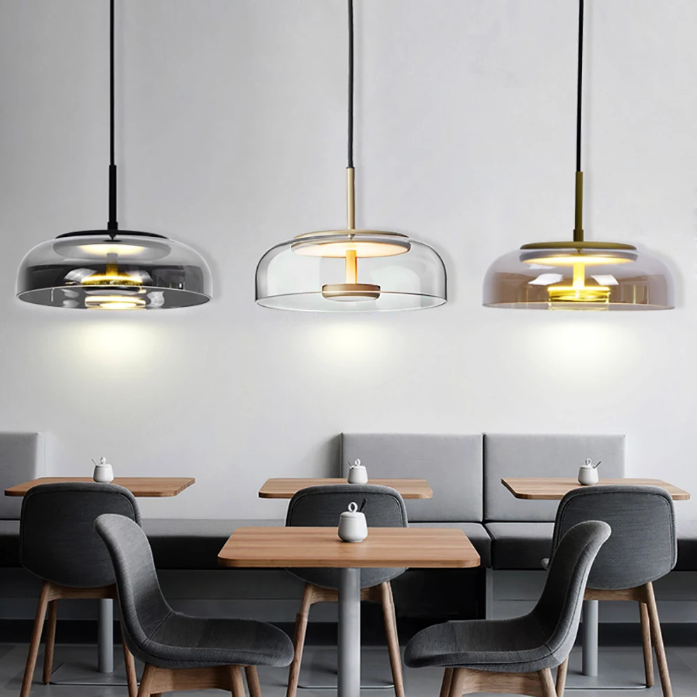 Nordic Glass Pendant Lamps LED Bowl Nordic Lighting Luminaries Hanging Lights Dining Bedroom Decoration Indoor Kitchen Fixture