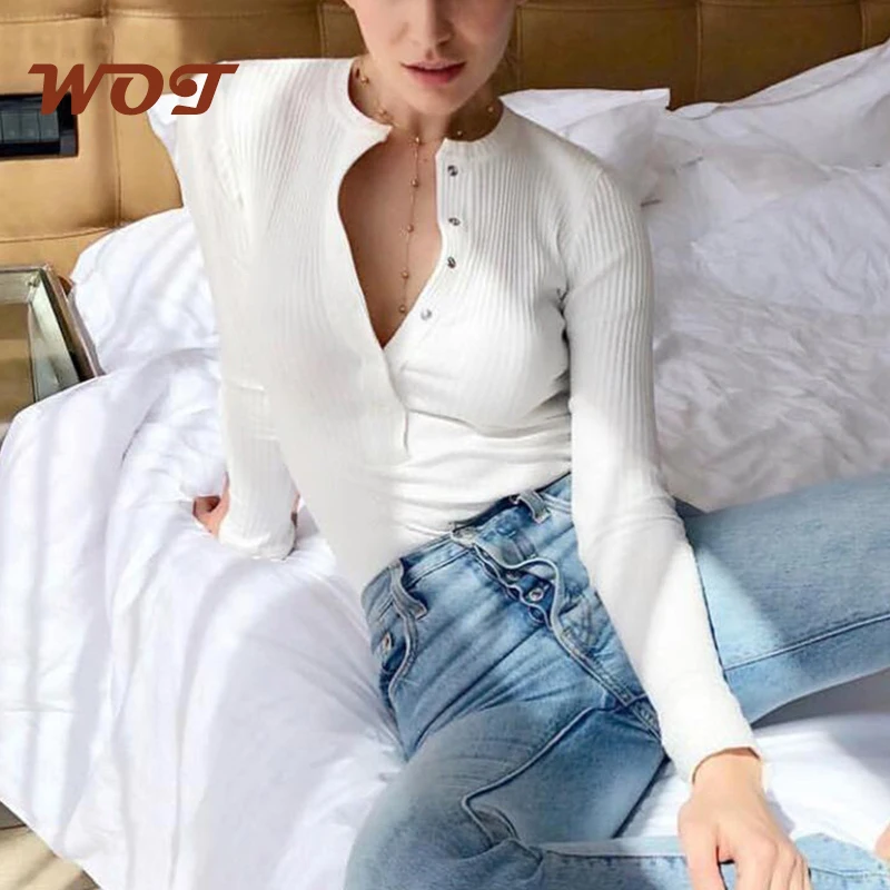 2021 New Design Woman Bodysuits Bottoming Shirt Cotton T-Shirt Long Sleeve Pit Strip Jumpsuit