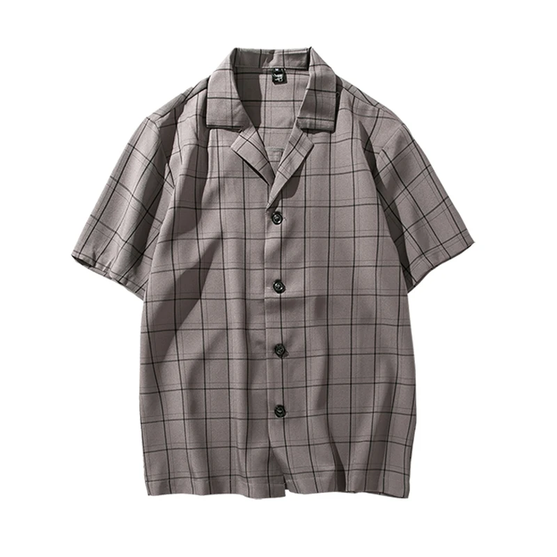 

2019 (shirts+shorts) Summer Men's Suit Lattice Leisure Short Sleeve Shirt Cardigan Shorts Suit Sets Tracksuit Male Clothing