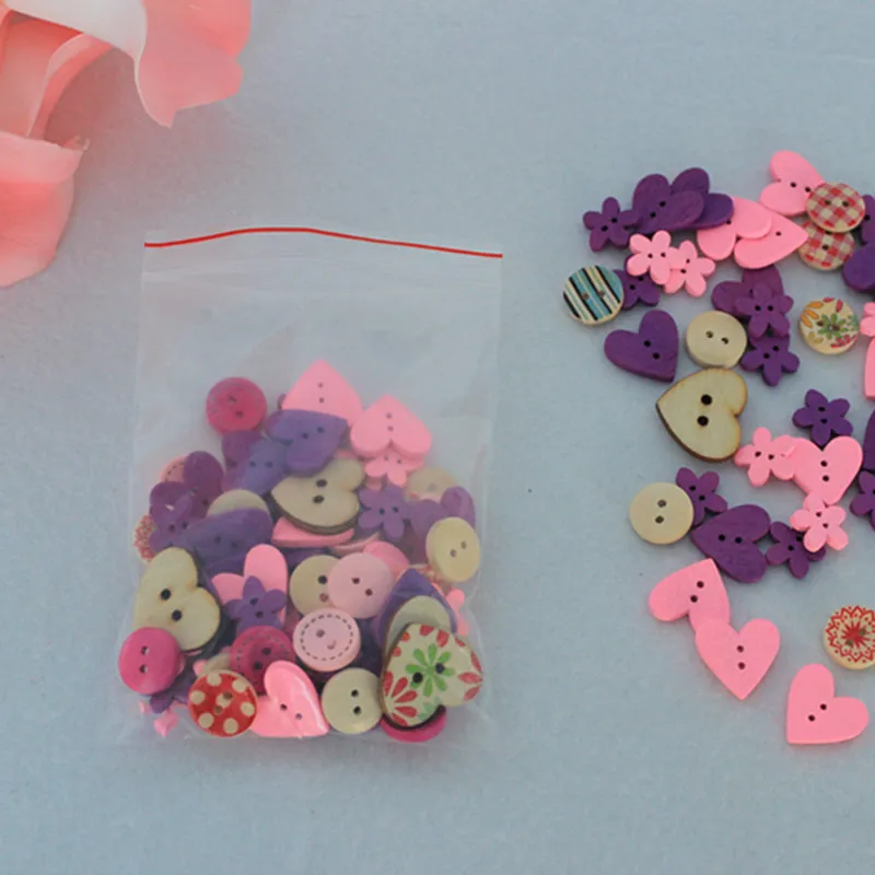 100 шт. DIY 15 мм розовый фиолетовый цвет формы смешивания деревянные пуговицы для