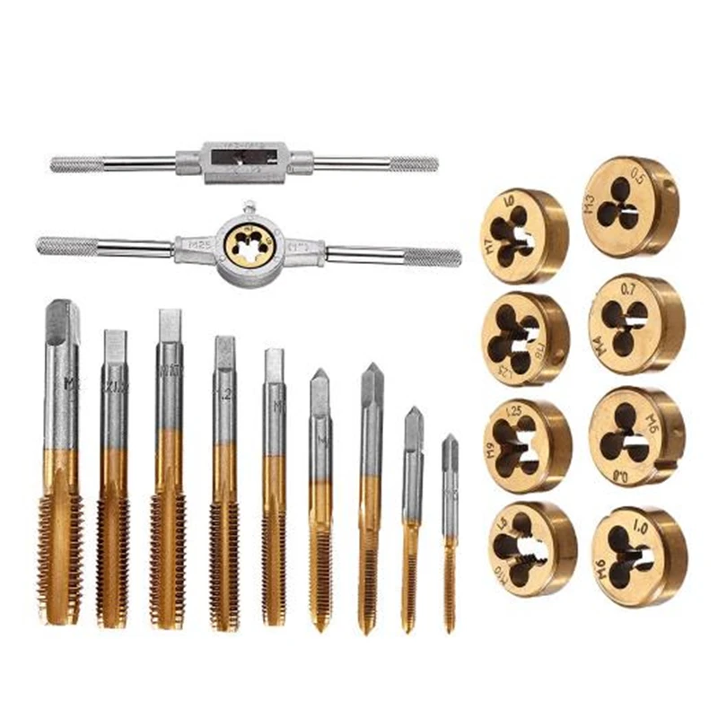 

20Pcs Alloy Steel M3-M12 Screw Thread Metric wire tapping Plugs Tap Wrench Die Wrench Hand Tapping Hardware Tool Set