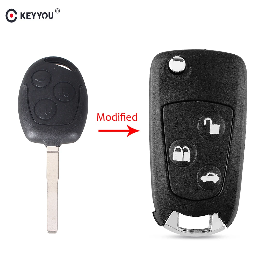 KEYOU для Ford Focus Mondeo Fiesta 2009 3 кнопки HU101 Чехол автомобильного ключа брелок