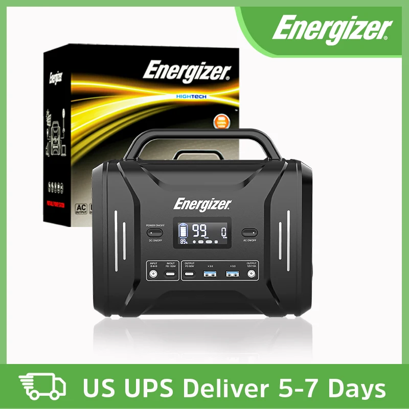 Energizer PPS320 Portable Power Station 300W/320Wh Solar Generator Fast Charging LiFePO4 Battery Outdoor Emergency Power Supply