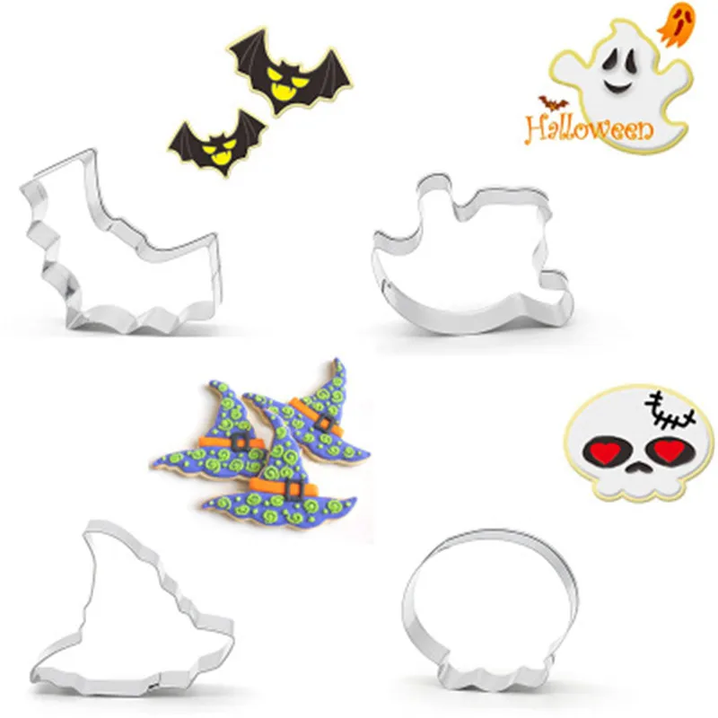 Набор для резки печенья на Хэллоуин 3D шляпа ведьмы череп летучая мышь привидение