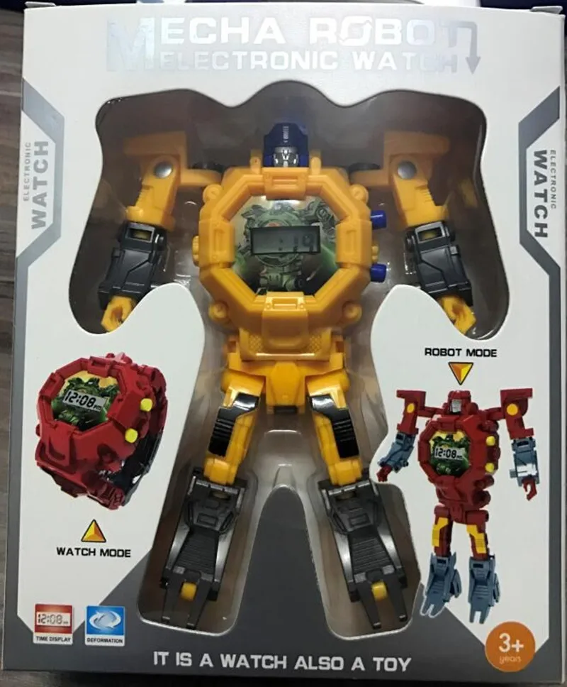 Робот трансформация наручные часы игрушка меха Электронные детские спортивные