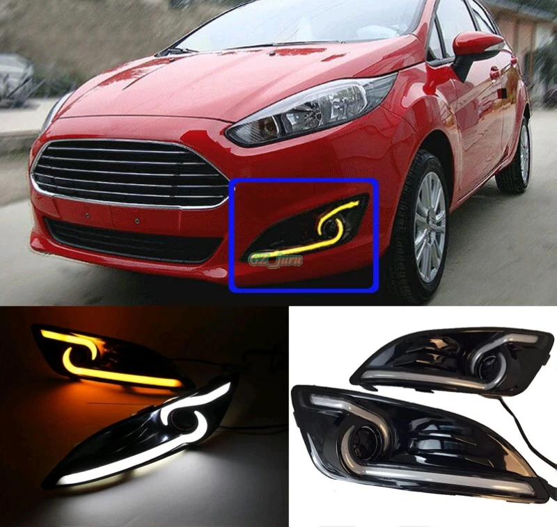 

High quality Waterproof 12V LED DRL Daytime Running Fog Turn Signal Light Lamp For Ford Fiesta 2013 2014 2015 2016