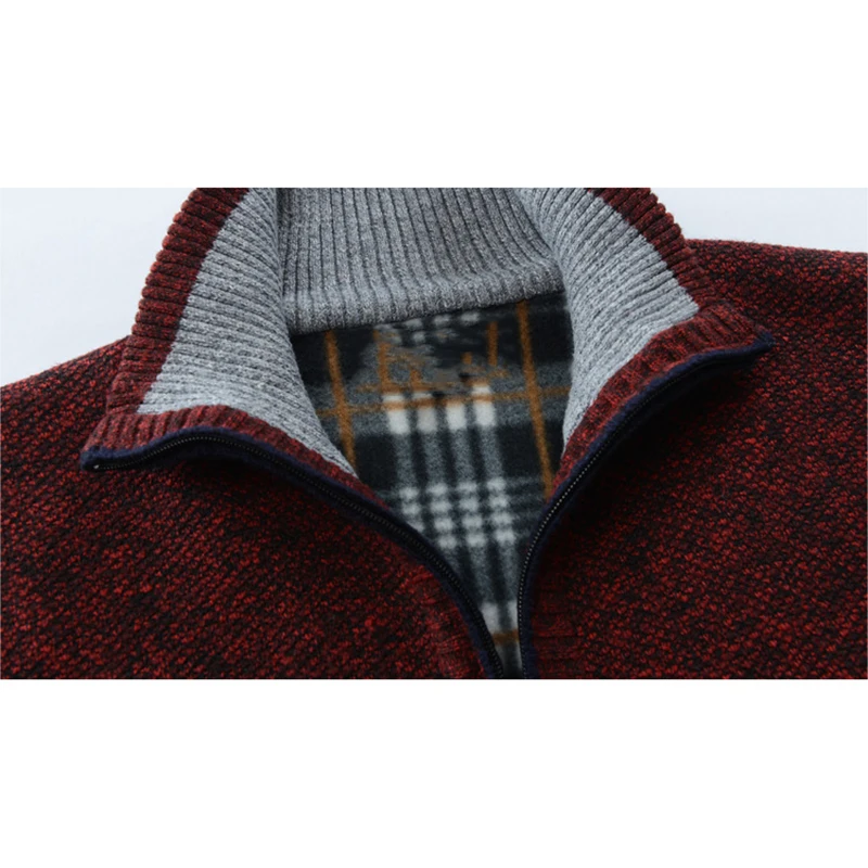 

Men Knitted Coat Cardigan Autumn Winter Zipper Outerwear Men Casual Stand Collar Sweater A66