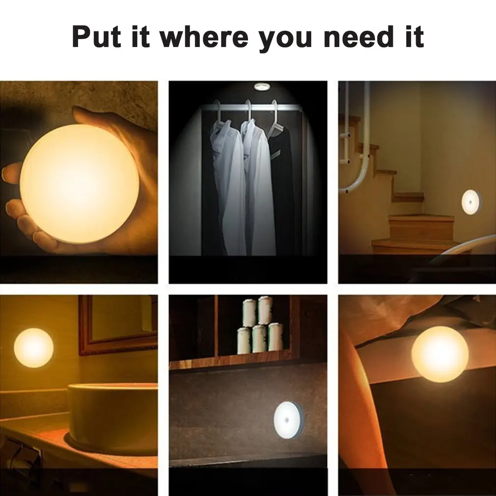 

Hot Motion Sensor Light Cordless Rechargeable LED Night Light Closet Lights Stair Lights For Hallway Bathroom Bedroom Kitchen