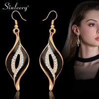 Женские серьги-подвески SINLEERY, с эмалью, в виде листьев, белого и черного цвета, ювелирные украшения ES524 SSA - изображение