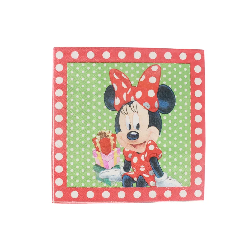 Napkin002-20Pcs Минни Маус День Рождения украшения поставки бумажные тарелки чашки салфетки баннер Pinata соломы одноразовые посуда для душа ребенка - Цвет: Napkin002-20Pcs