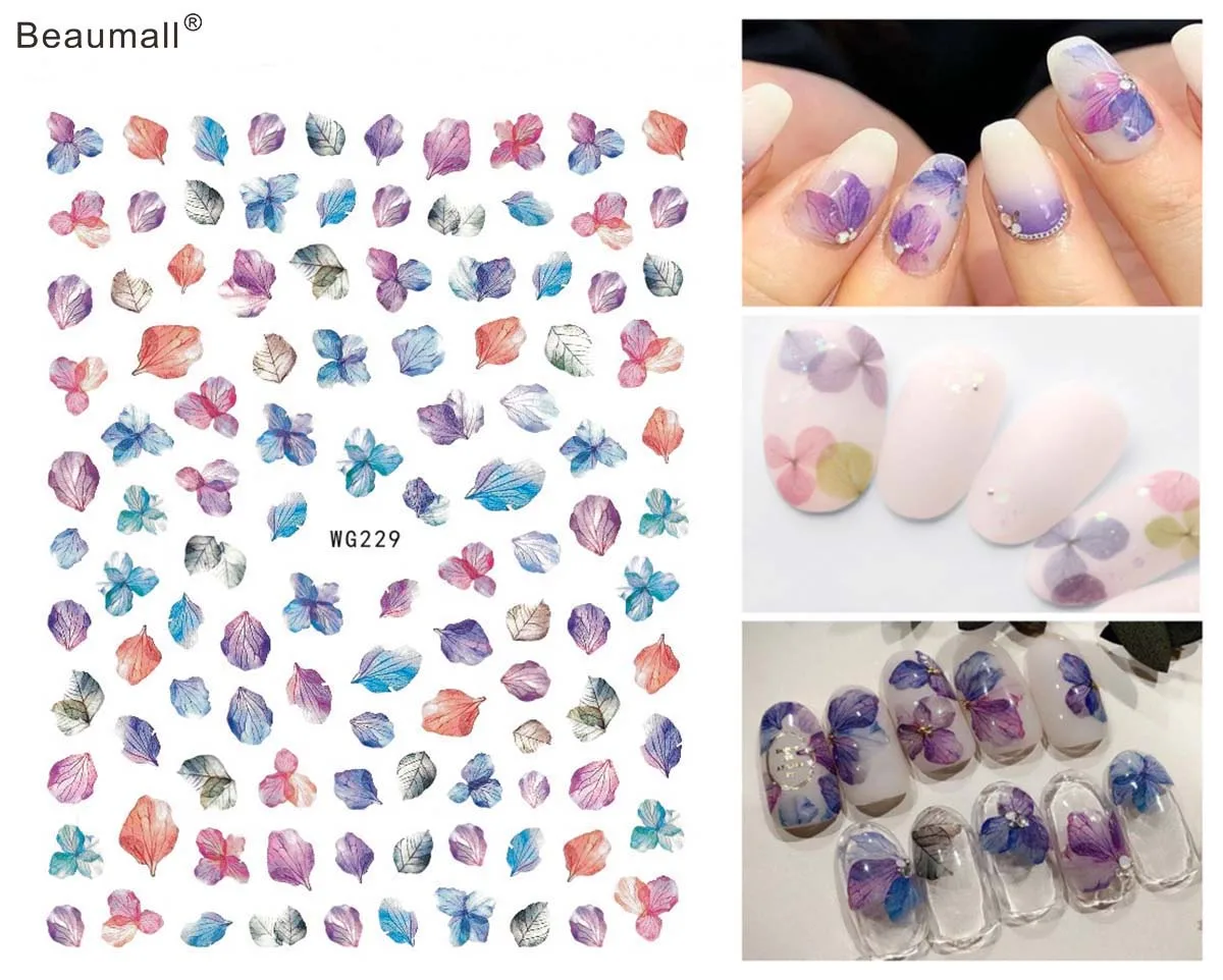 

Elegant Florals Nails Art Manicure Back Glue Decal Decorations Nail Sticker For Nails Tips Beauty
