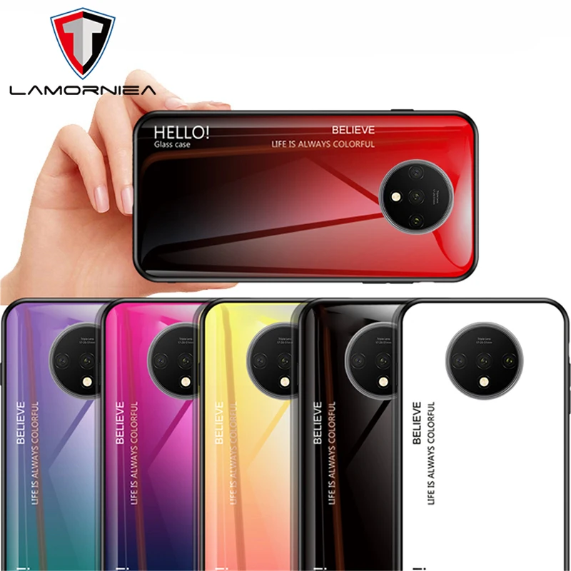 Цветной чехол Lamorniea из закаленного стекла для Oneplus 7T Pro 1 + 7 мягкий силиконовый