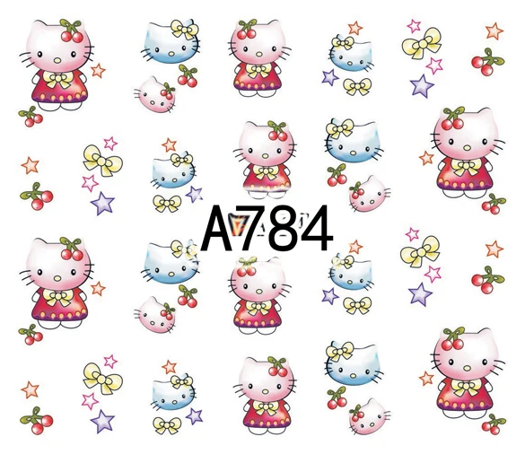 5 листов 24 типа наклейки для ногтей с рисунком котенка кота Водные Наклейки