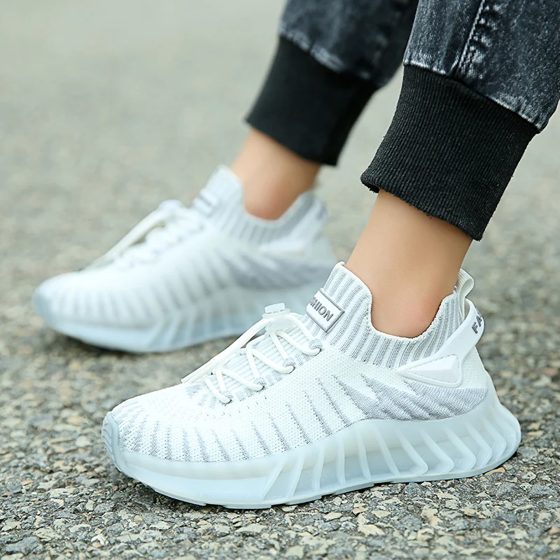 

Кроссовки-носки сетчатые для мальчиков и девочек, дышащие спортивные кеды, повседневная обувь, розовые, белые, весна-лето 2022