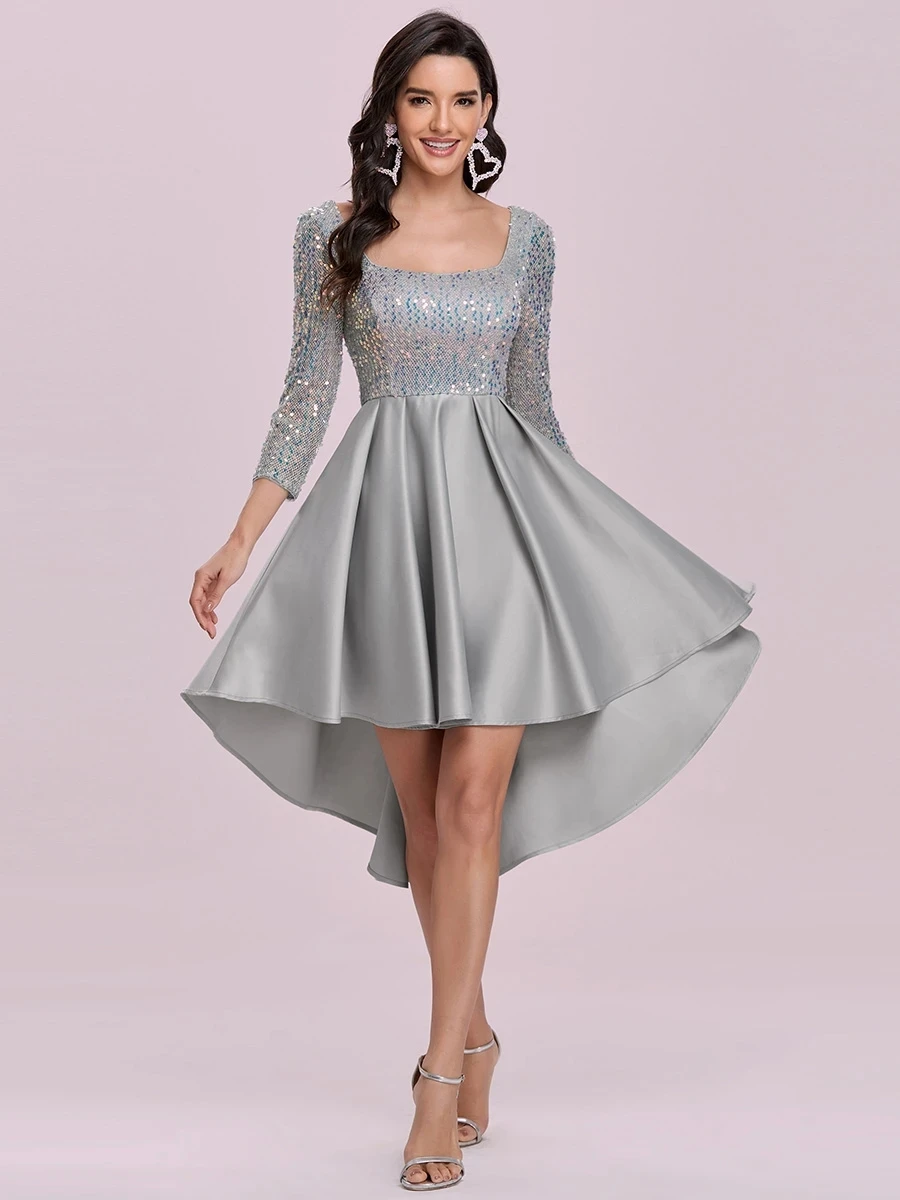 

Платье подружки невесты Ever Pretty, коктейльное платье с квадратным вырезом, блестками, длинными рукавами, оптовая продажа, 2021