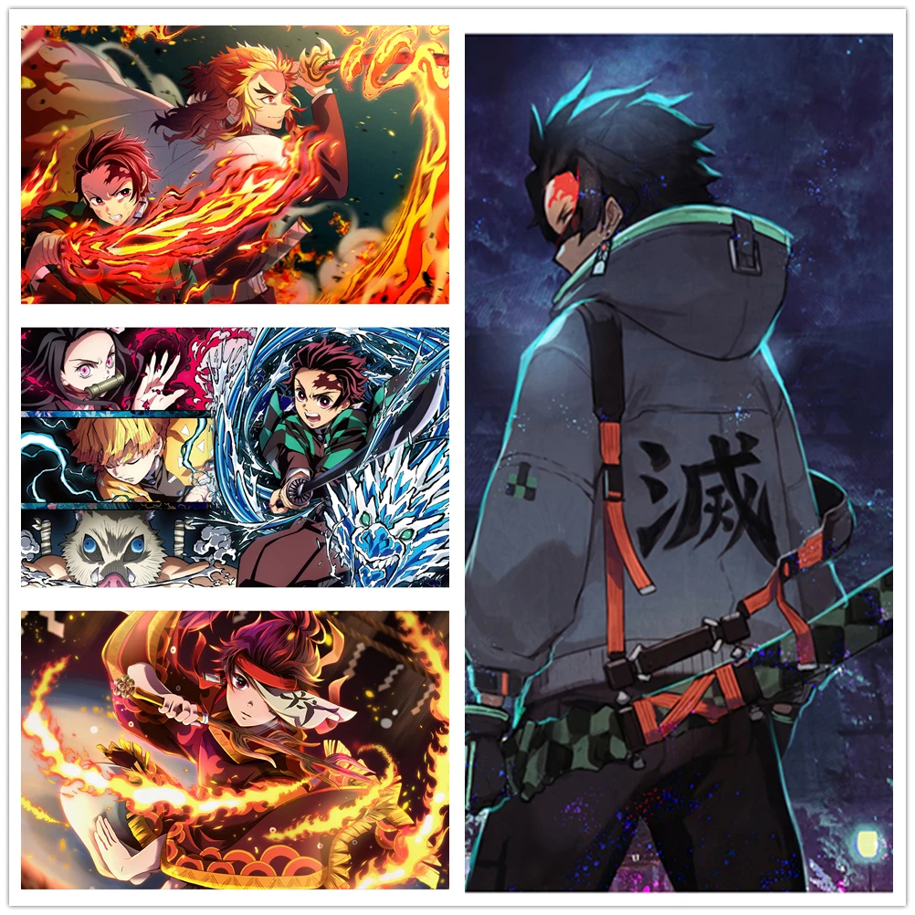 

Картина на холсте в стиле ретро, скандинавские аниме плакаты и принты, Япония, рассекающий демонов настенные картины для современного украш...