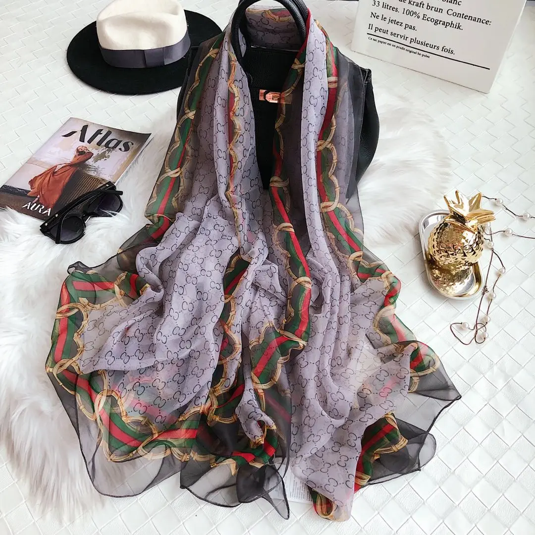 Весна лето Осень шелковый шарф новая модель для европейских и американских