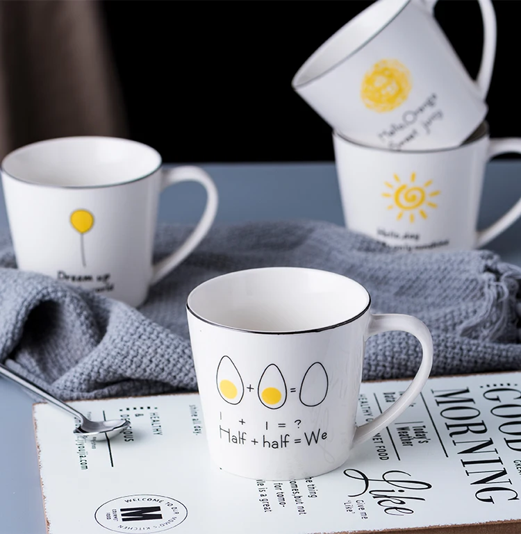 OUSSIRRO Simple Ceramic Coffee Mug Mr and Mrs Tea Milk Cup Creative Wedding Anniversary Gift | Дом и сад