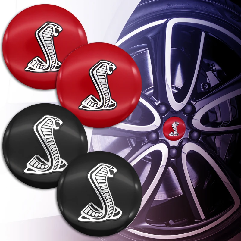 

4Pcs/Pack 56mm 3D Cobra Snake logo car wheel center sticker hub cap emblem for Ford- mustang Shelby GT500 GT350 car accessories