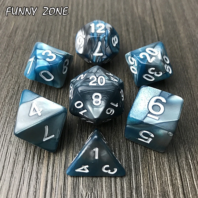 Новинка 7 шт. набор 2-цветных кубиков с эффектом туманности игральные кости DnD d4 d6 d8