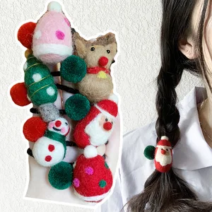 Рождественская хлопковая эластичная резинка для волос, бархатная резинка для волос, Корейская резинка, аксессуары для волос для девочек