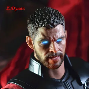 by art by t6 16 male head carving model chris hemsworth with glowing eyes man doll head sculpt for 12 action figure body free global shipping