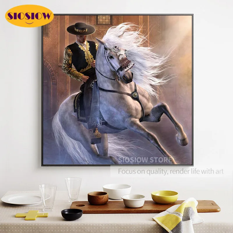 Алмазная живопись Стразы 5D &quotсделай сам&quot ковбойская лошадь полностью