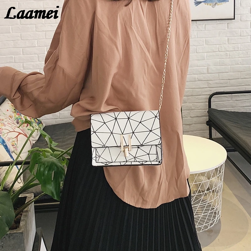 Laamei Women Shoulder Bags 2020 New Korean Version of the Messenger Bag handbag chain wild crack printing shoulder bag | Багаж и сумки