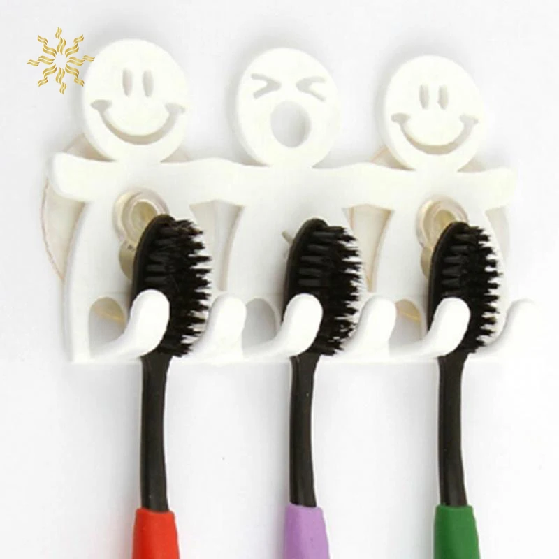 

Bathroom Toothbrush Holder Rack Wall Mount Cute Smiley Face Toothbrush Holders Stand Wall Sucker Toothbrush Stand Organizer