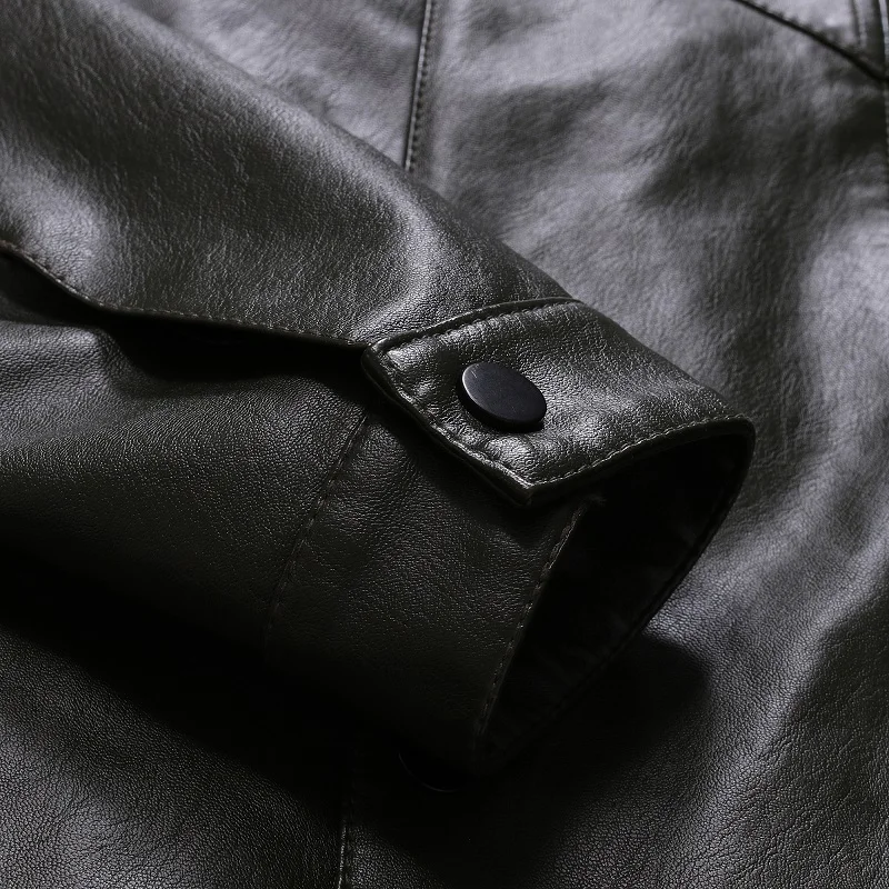 2019 осень и зима новый мужской мотоциклетный тонкий кожаный однотонный
