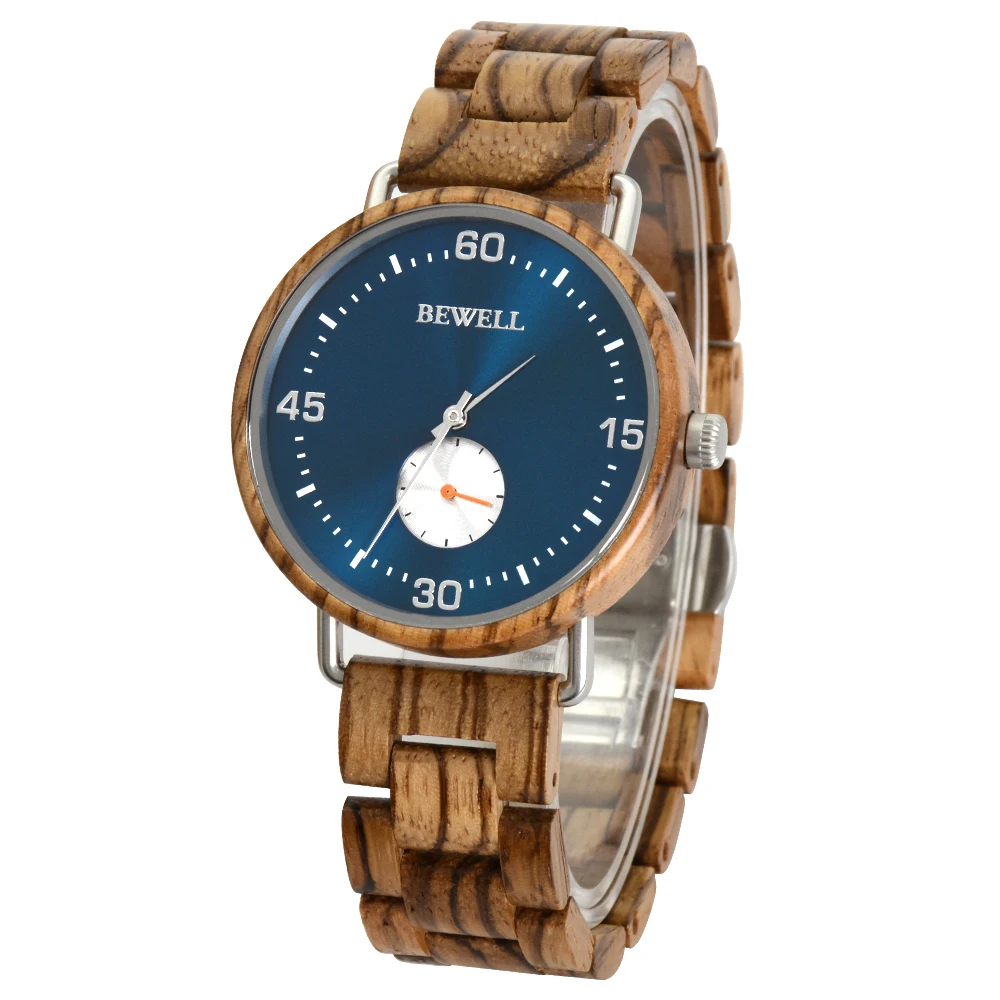 

Fastion177AG Men Model BEWELL Stainless Steel and Wood Watches with Different Color Japan Movement Waterproof Watch