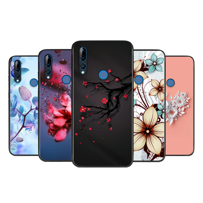 

For Huawei Y5 Y5P Y6 Y6P Y6S Y7 Y7P Y7A Y8P Y9A Y8S Y9S Prime Pro 2018 2019 2020 Black Beautiful flower rose Phone Case