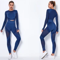 2021 new 2pcs seamless women yoga set gym clothing sets long sleeve crop top high waist leggings woman tracksuits sports suits