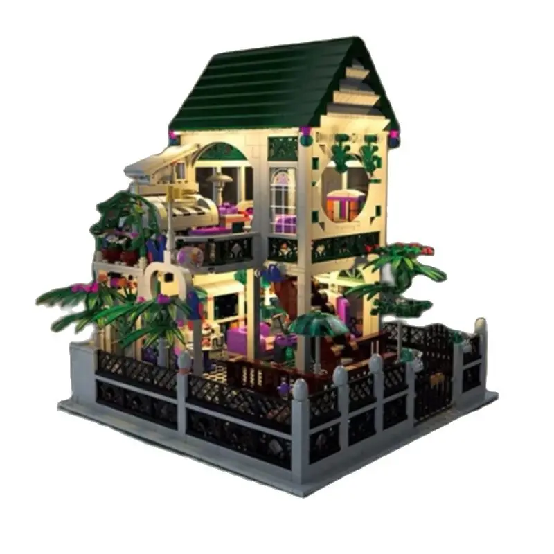 

Building blocks XB01202 romantic atrium with light USB socket girls' small Villa small particle building blocks toys kids gift